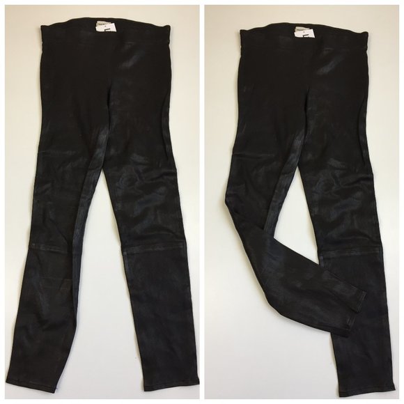 NWT L'AGENCE Black France 100% Genuine Lamb Leather Slim Fit Legging Pants - Picture 1 of 12